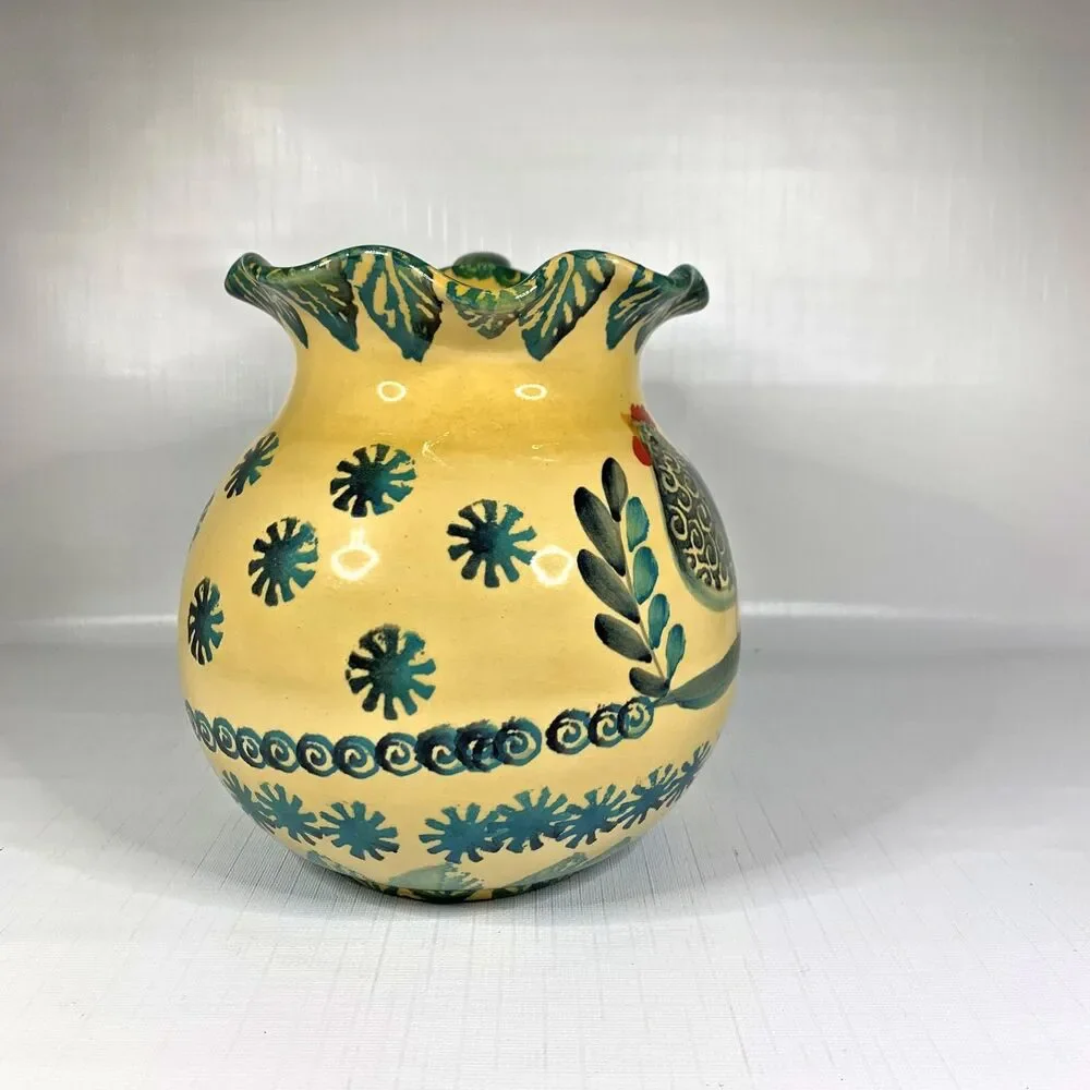 Italian Pottery Pitcher Country Rooster Farmhouse Italica Ars Handmade Cottage